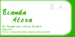 bianka alexa business card